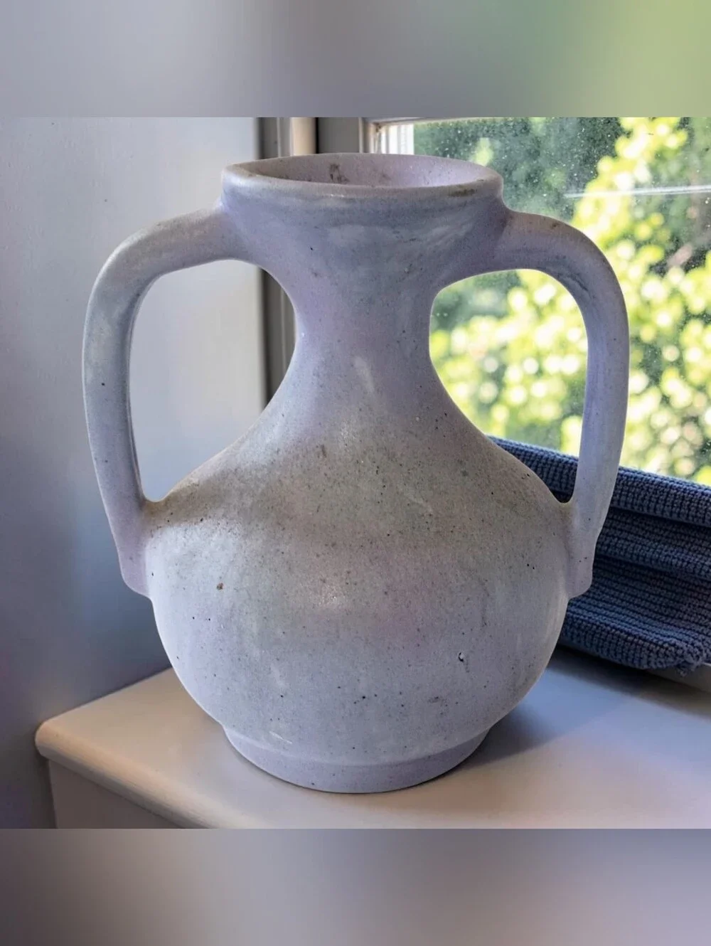 Vtg Studio Pottery Double Handle Vase Signed Aurora Steig Wabi Sabi Arts Crafts